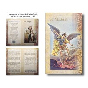 Saint Michael the Archangel Biography Card 80 x 135mm Folded, Gold Foiled