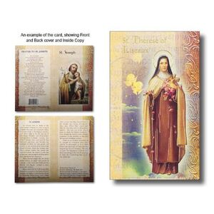 Saint Therese of Lisieux Biography Card 80 x 135mm Folded, Gold Foiled