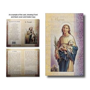 Saint Agnes Biography Card 80 x 135mm Folded, Gold Foiled