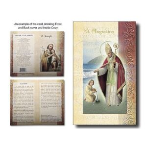 Saint Augustine Biography Card 80 x 135mm Folded, Gold Foiled