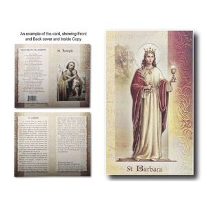 Saint Barbara Biography Card 80 x 135mm Folded, Gold Foiled