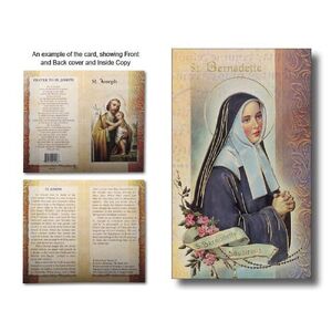 Saint Bernadette Biography Card 80 x 135mm Folded, Gold Foiled