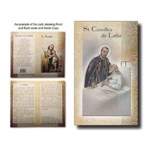 Saint Camillus of Lellis Biography Card 80 x 135mm Folded, Gold Foiled (F414)