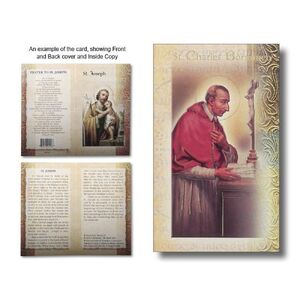 Saint Charles Borromeo Biography Card 80 x 135mm Folded, Gold Foiled