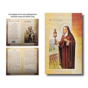 Saint Clare Biography Card 80 x 135mm Folded, Gold Foiled