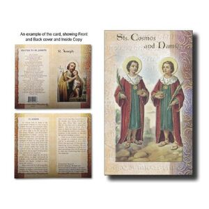 Saint Cosmos and Damian Biography Card 80 x 135mm Folded, Gold Foiled (F5427)