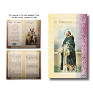 Saint Dominic Biography Card 80 x 135mm Folded, Gold Foiled