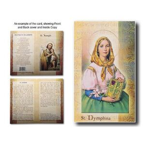 Saint Dymphna Biography Card 80 x 135mm Folded, Gold Foiled