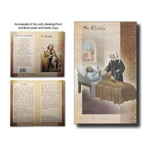 Saint Emily Biography Card 80 x 135mm Folded, Gold Foiled