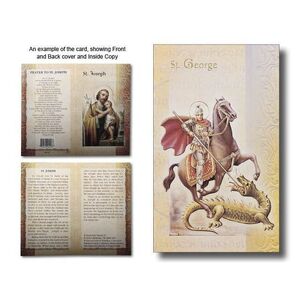 Saint George Biography Card 80 x 135mm Folded, Gold Foiled