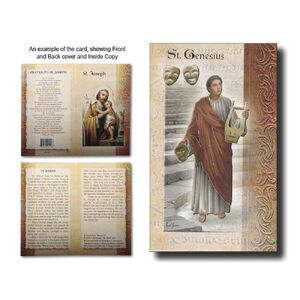 Saint Genesius Biography Card 80 x 135mm Folded, Gold Foiled