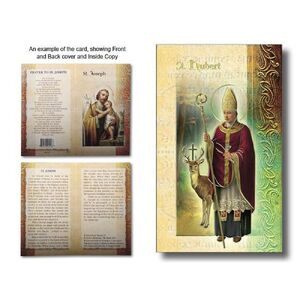 Saint Hubert Biography Card 80 x 135mm Folded, Gold Foiled