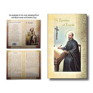 Saint Ignatius of Loyola Biography Card 80 x 135mm Folded, Gold Foiled (F5452)