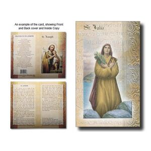 Saint Julia Of Carthage Biography Card 80 x 135mm Folded, Gold Foiled
