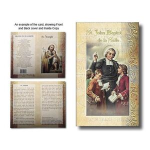 Saint John Baptist de la Salle Biography Card 80 x 135mm Folded, Gold Foiled