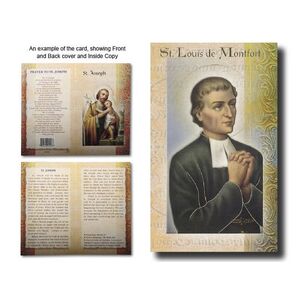 Saint Louis de Montfort Biography Card 80 x 135mm Folded, Gold Foiled