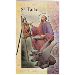 Saint Luke Biography Card 80 x 135mm Folded, Gold Foiled