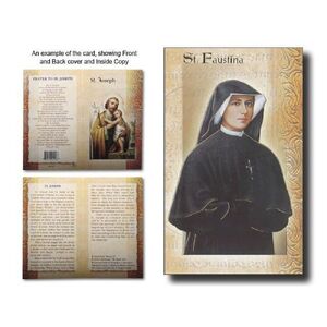 Saint Faustina Biography Card 80 x 135mm Folded, Gold Foiled