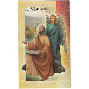 Saint Matthew Biography Card 80 x 135mm Folded, Gold Foiled