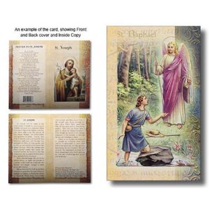 Saint Raphael the Archangel Biography Card 80 x 135mm Folded, Gold Foiled