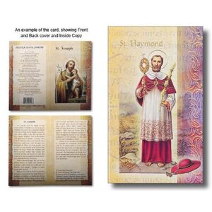 Saint Raymond Nonnatus Biography Card 80 x 135mm Folded, Gold Foiled