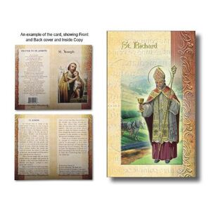 Saint Richard Bishop Biography Card 80 x 135mm Folded, Gold Foiled