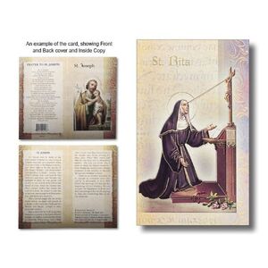 Saint Rita Biography Card 80 x 135mm Folded, Gold Foiled