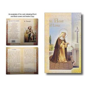 Saint Rose of Lima Biography Card 80 x 135mm Folded, Gold Foiled (F5538)