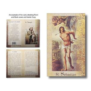 Saint Sebastian Biography Card 80 x 135mm Folded, Gold Foiled