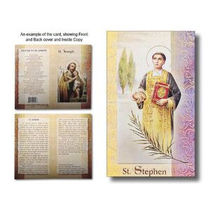 Saint Stephen Biography Card 80 x 135mm Folded, Gold Foiled