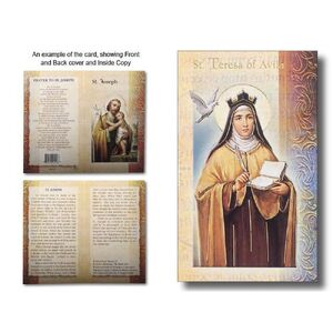 Saint Teresa of Avila Biography Card 80 x 135mm Folded, Gold Foiled