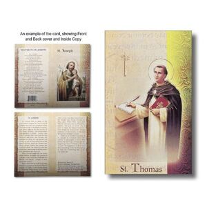 Saint Thomas Aquinas Biography Card 80 x 135mm Folded, Gold Foiled (F5552)