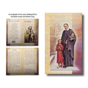 Saint Vincent de Paul Biography Card 80 x 135mm Folded, Gold Foiled (F5562)