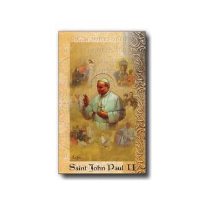 Saint John Paul II Biography Card 80 x 135mm Folded, Gold Foiled