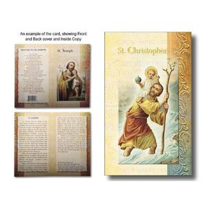 Saint Christopher Biography Card 80 x 135mm Folded, Gold Foiled