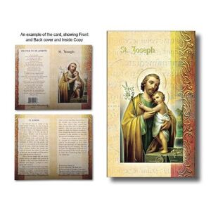 Saint Joseph Biography Card 80 x 135mm Folded, Gold Foiled