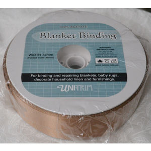 Uni-Trim Satin Blanket Binding, 72mm Wide, Colour CAMEL, FULL 30m ROLL