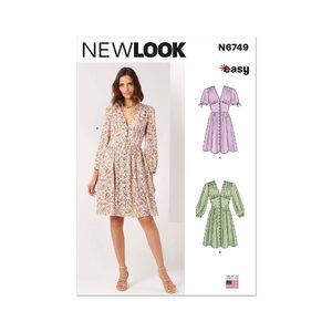 New Look Sewing Pattern N6749 Misses’ Dress With Sleeve Variations