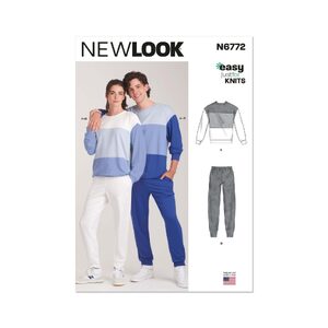 New Look Sewing Pattern N6772 Unisex Knit Top and Jogger Bottoms