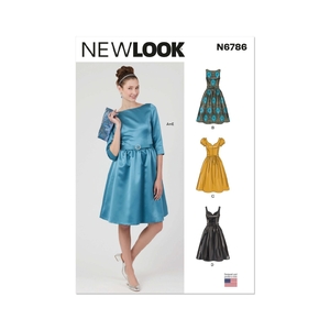 New Look Sewing Pattern N6786 Misses’ Dresses with Belt and Purse, Sizes 8-18