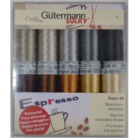 GUTERMANN, Rayon 40 Thread 10 x 200m Spool Pack # 5 Coffee Pack