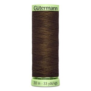 Gutermann Top Stitch Thread #406 DARK BROWN 30m Spool High Lustre, Bold Sewing