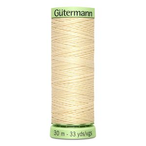 Gutermann Top Stitch Thread #610 BLEACHED ALMOND CREAM 30m Spool High Lustre, Bold Sewing