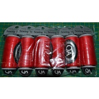 6 x QA RED 100% Polyester Sewing Thread 500m Spools, OVERSTOCK 1/2 Price SPECIAL