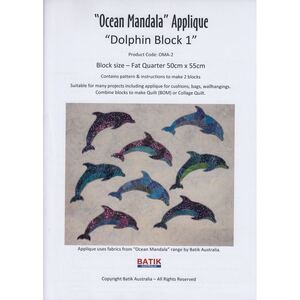 Batik Australia Applique Pattern, Ocean Mandala Dolphin Blocks
