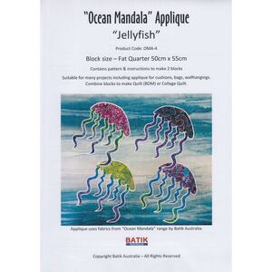 Batik Australia Applique Pattern, Ocean Mandala Jellyfish