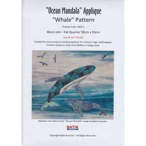 Batik Australia Applique Pattern, Ocean Mandala Whale