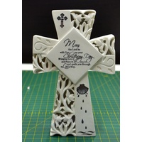 Resin LED Message Cross Christening, 110 x 155mm Lovely Light Up Cross Gift Idea