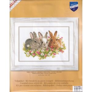 Vervaco RABBITS IN FIELD OF FLOWERS Counted Cross Stitch Kit PN-0143866