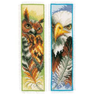 Vervaco EAGLE &amp; OWL Pair Bookmarks Counted Cross Stitch Kit PN-0146205